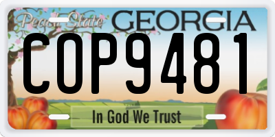 GA license plate COP9481