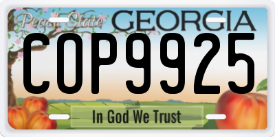 GA license plate COP9925
