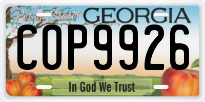 GA license plate COP9926