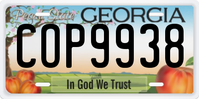 GA license plate COP9938