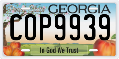 GA license plate COP9939