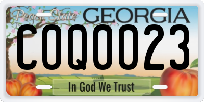 GA license plate COQ0023
