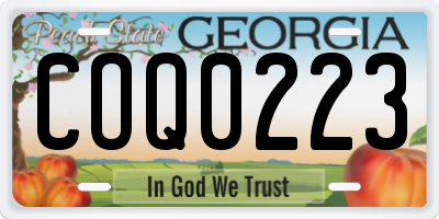 GA license plate COQ0223
