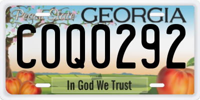 GA license plate COQ0292