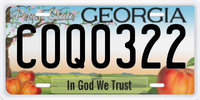 GA license plate COQ0322