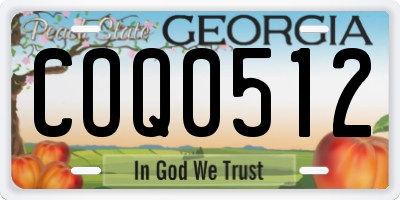 GA license plate COQ0512