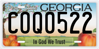 GA license plate COQ0522