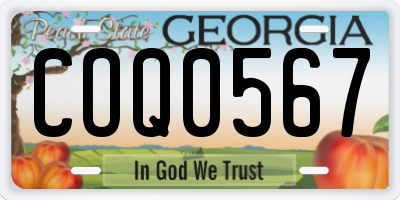 GA license plate COQ0567