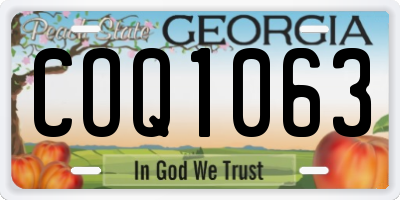 GA license plate COQ1063