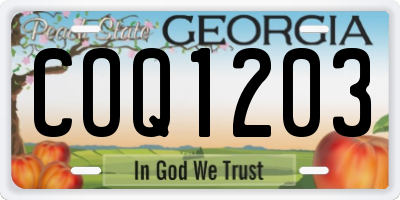 GA license plate COQ1203