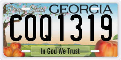 GA license plate COQ1319