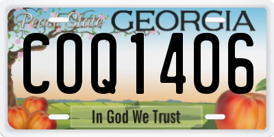 GA license plate COQ1406