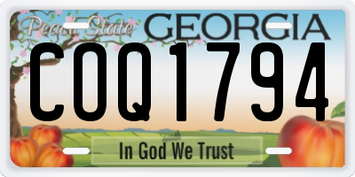 GA license plate COQ1794