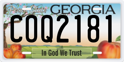 GA license plate COQ2181