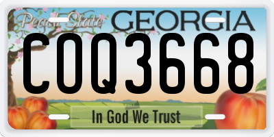 GA license plate COQ3668