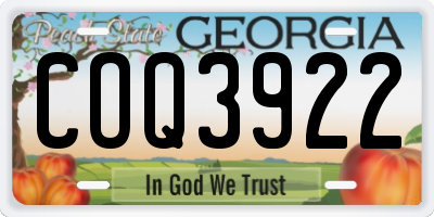 GA license plate COQ3922
