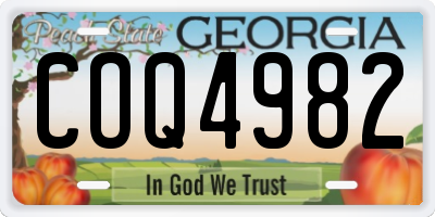 GA license plate COQ4982