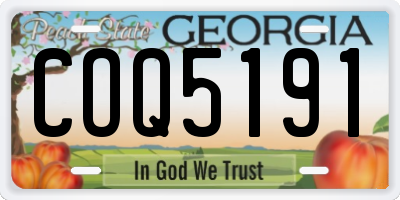 GA license plate COQ5191