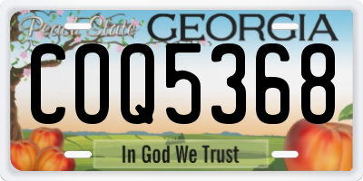 GA license plate COQ5368