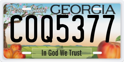 GA license plate COQ5377
