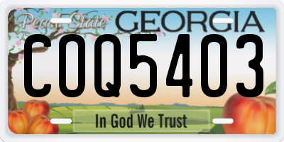 GA license plate COQ5403