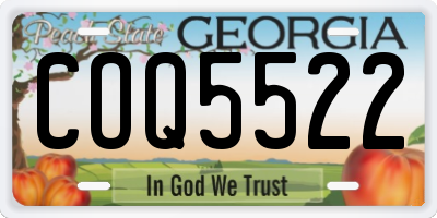GA license plate COQ5522