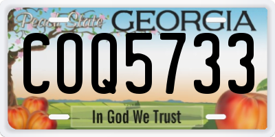 GA license plate COQ5733