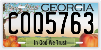 GA license plate COQ5763