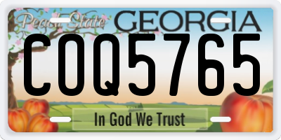 GA license plate COQ5765