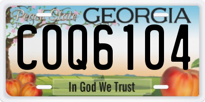 GA license plate COQ6104