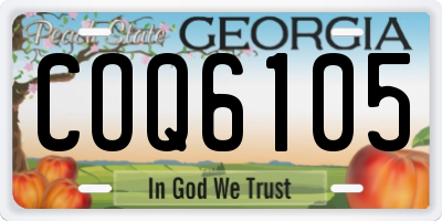 GA license plate COQ6105