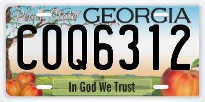 GA license plate COQ6312