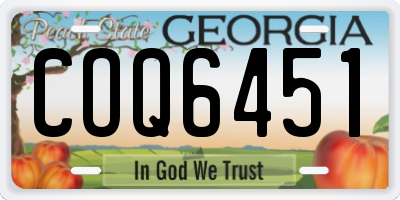 GA license plate COQ6451