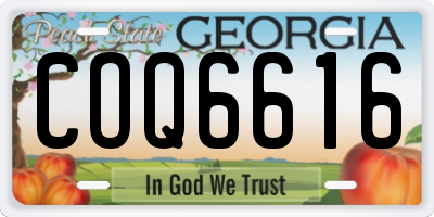 GA license plate COQ6616