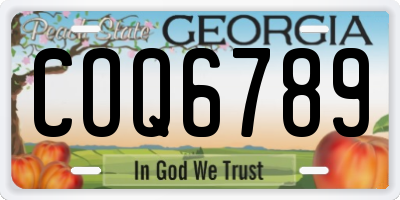 GA license plate COQ6789