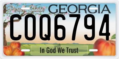 GA license plate COQ6794