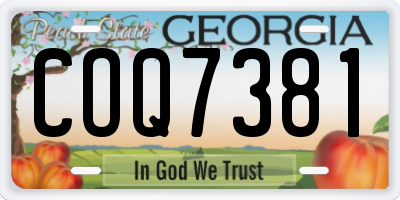 GA license plate COQ7381