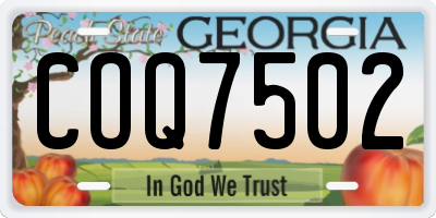 GA license plate COQ7502
