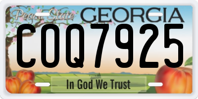 GA license plate COQ7925