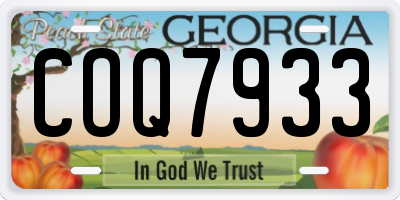 GA license plate COQ7933
