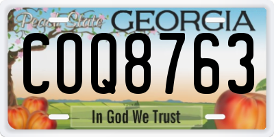 GA license plate COQ8763
