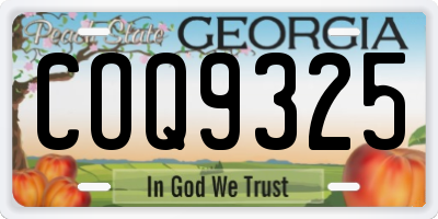 GA license plate COQ9325