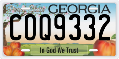 GA license plate COQ9332