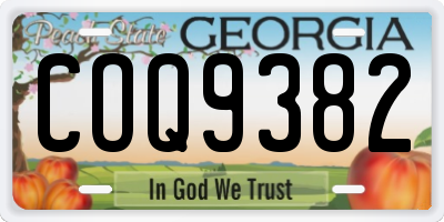 GA license plate COQ9382