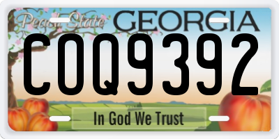 GA license plate COQ9392