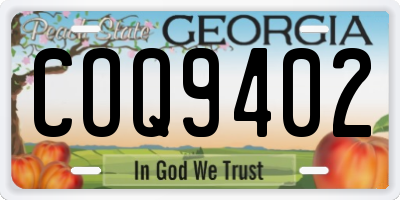 GA license plate COQ9402