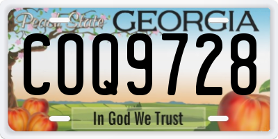 GA license plate COQ9728
