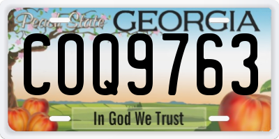 GA license plate COQ9763