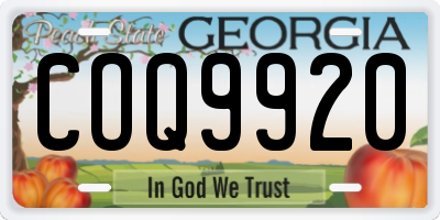 GA license plate COQ9920