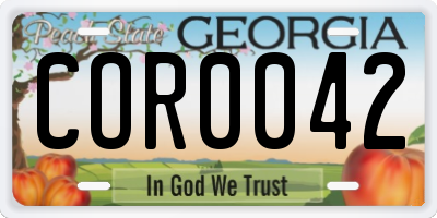 GA license plate COR0042